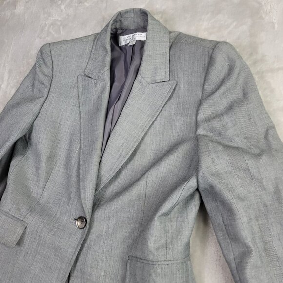 Tahari ASL Gray Zig-Zag Women's Hammered Button Suit Blazer | Size 6P - Picture 4 of 8